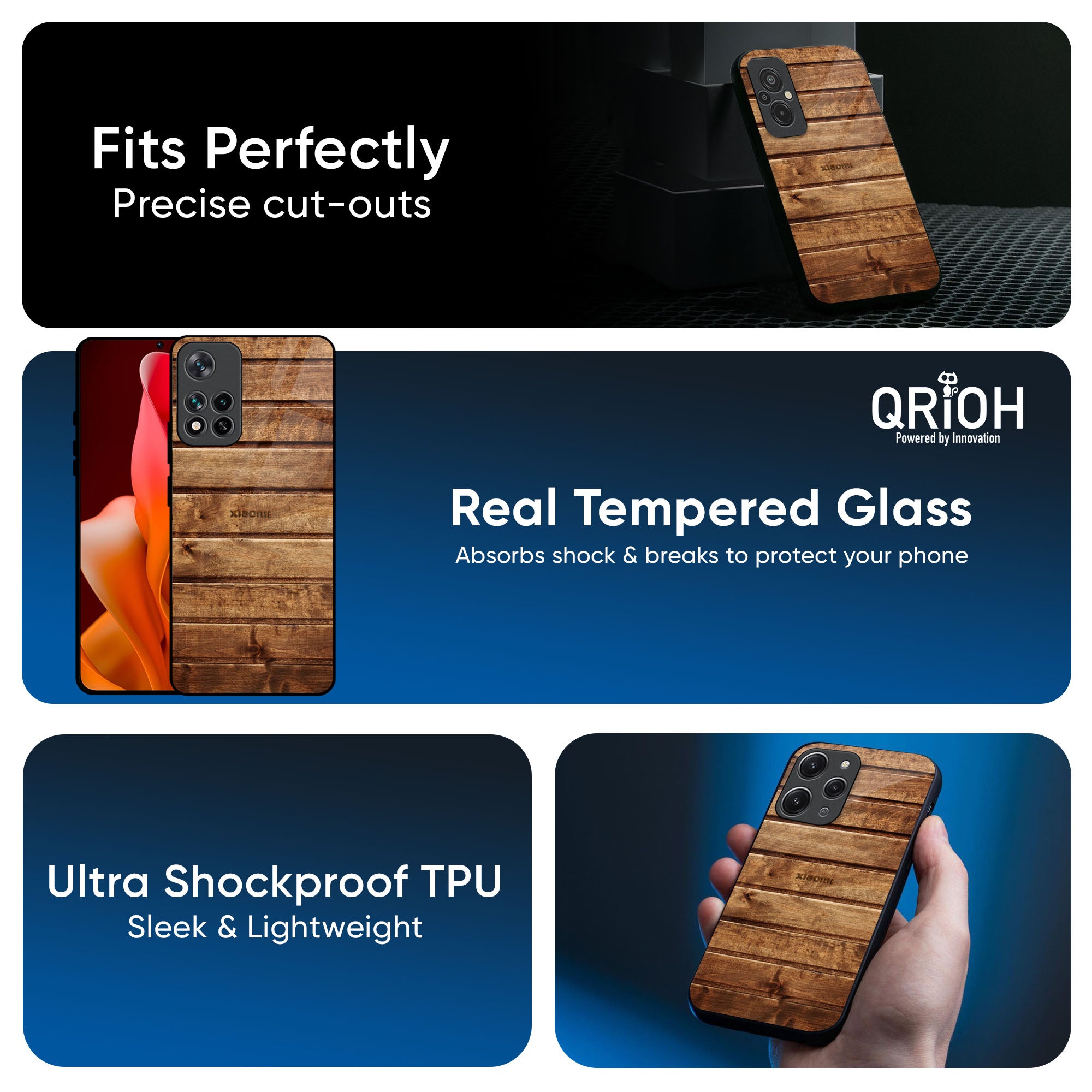 Wooden Planks Glass Case for Redmi Note 14 Pro 5G