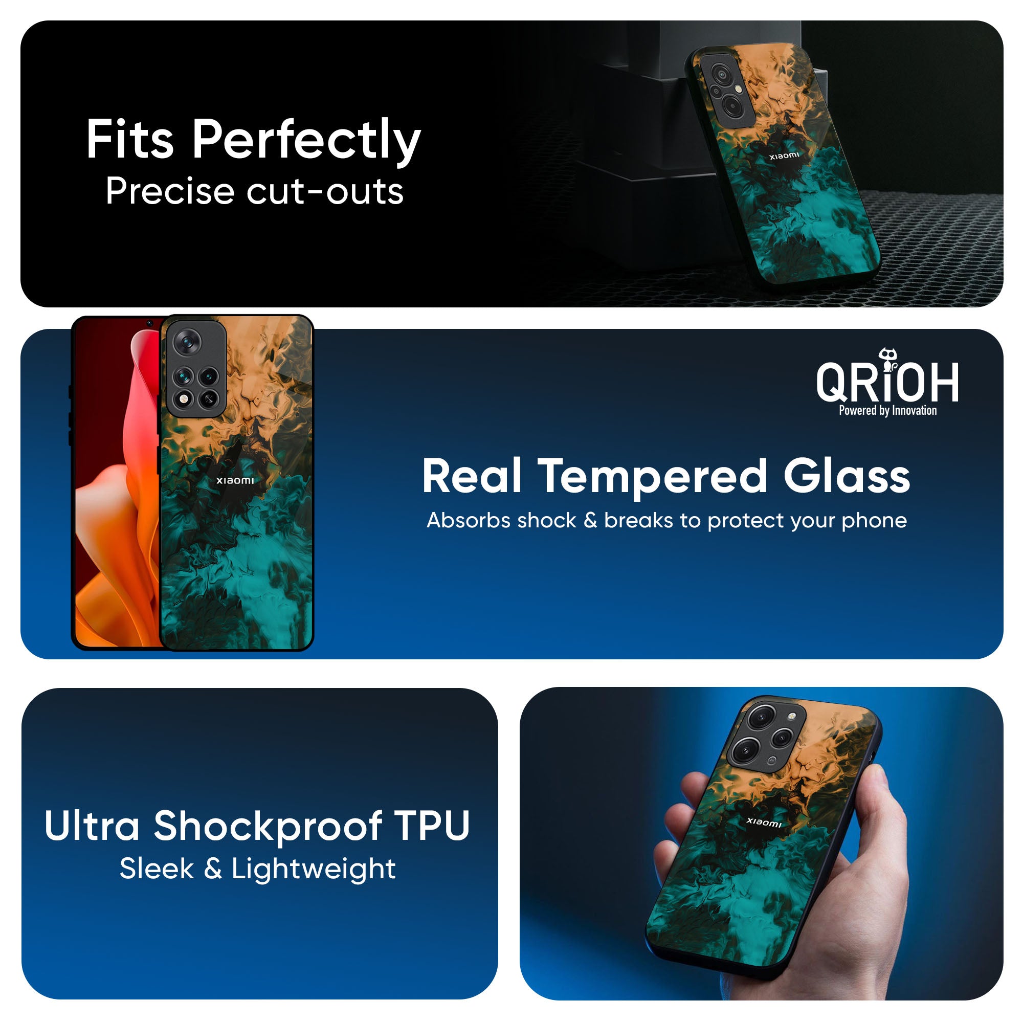 Watercolor Wave Glass Case for Redmi Note 14 5G