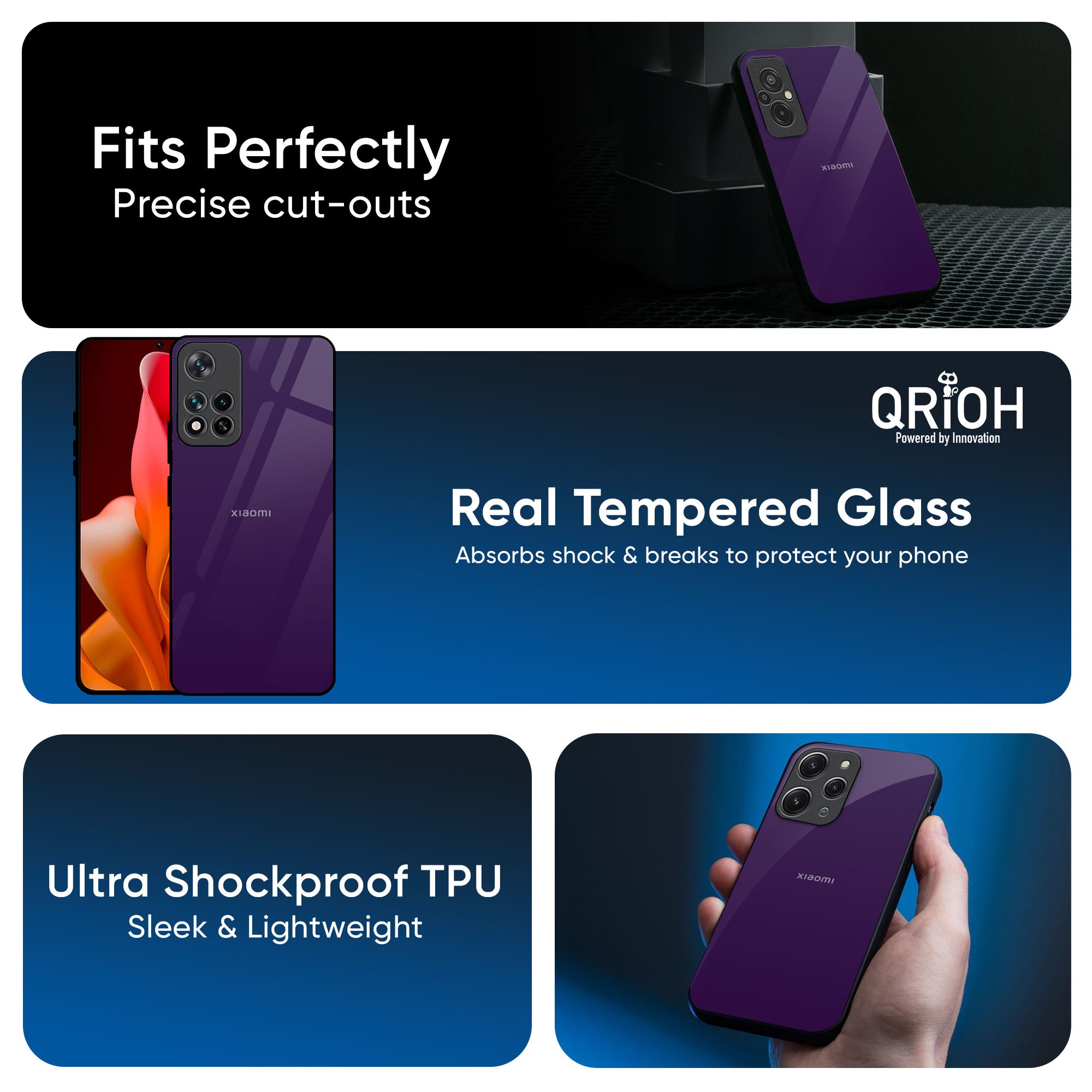 Dark Purple Glass Case for Redmi Note 14 5G