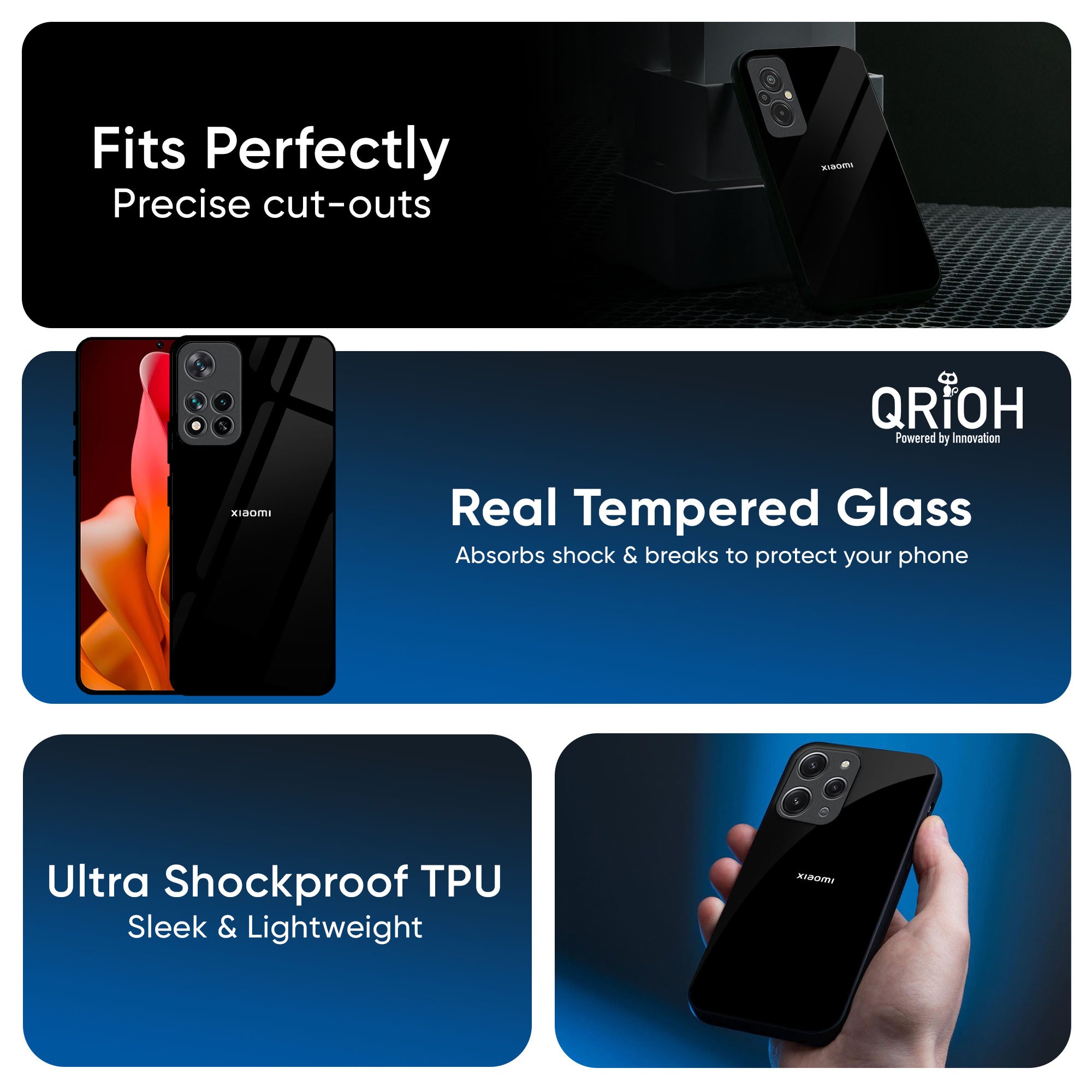 Jet Black Glass Case for Redmi Note 14 Pro 5G