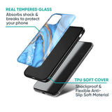 Vibrant Blue Marble Glass Case for iPhone 16 Plus