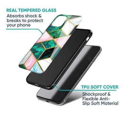 Seamless Green Marble Glass Case for iQOO Z7 Pro 5G