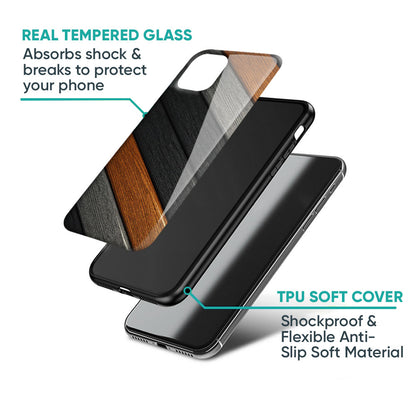 Tri Color Wood Glass Case for Samsung Galaxy M35 5G