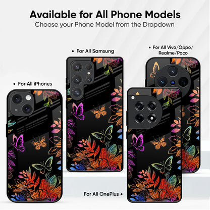 Rainbow Butterfly Metallic Glass Case