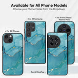 Blue Golden Glitter Glass Case