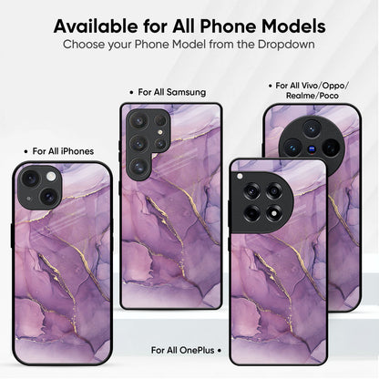 Purple Gold Marble Glass Case