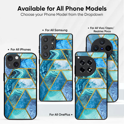 Turquoise Geometrical Marble Glass Case