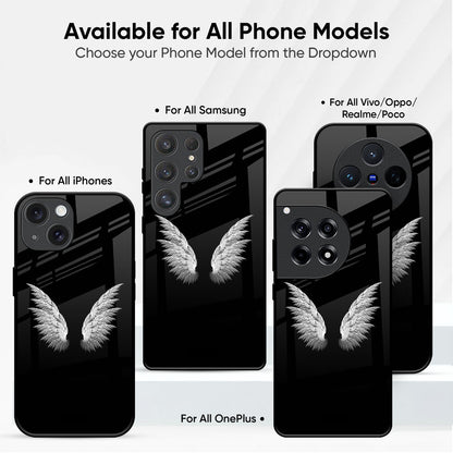 White Angel Wings Glass Case