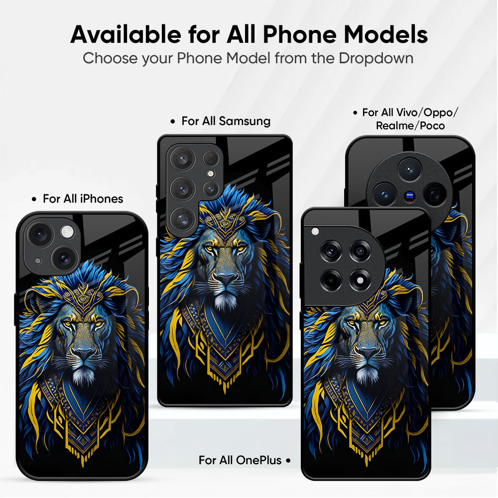 Blue Mustache Lion Glass Case