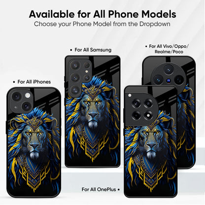 Blue Mustache Lion Glass Case