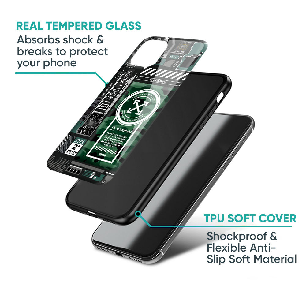 Green Camo Circuit Glass Case for iPhone XS Max