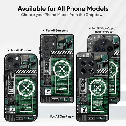 Green Camo Circuit Glass Case