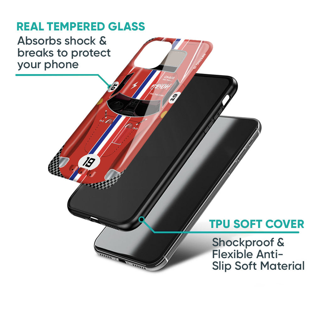 Racing Vintage Glass Case for iPhone XS Max