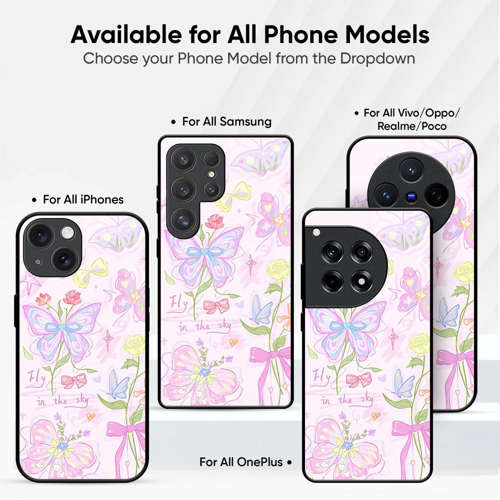 Butterfly Canvas Glass Case