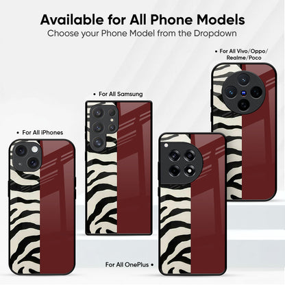 Zebra Maroon Split Glass Case