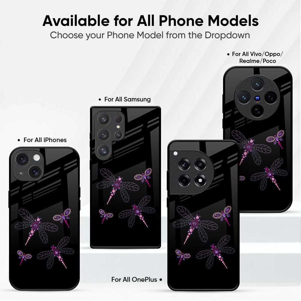 Black Dragonfly Glass Case