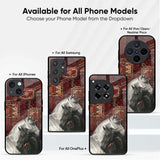 White And Black Horses Glass Case