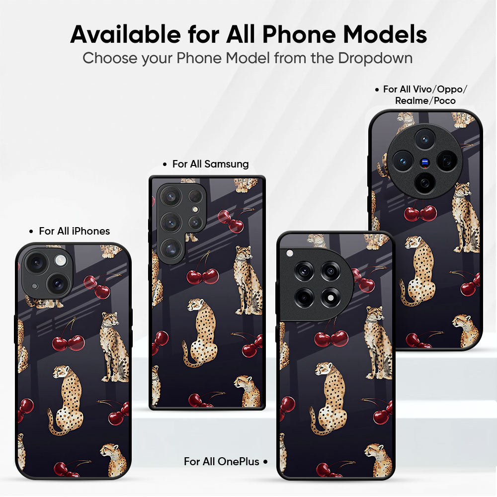 Tigers And Red Cherry Glass Case