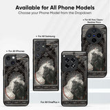 Black And White Horses Glass Case