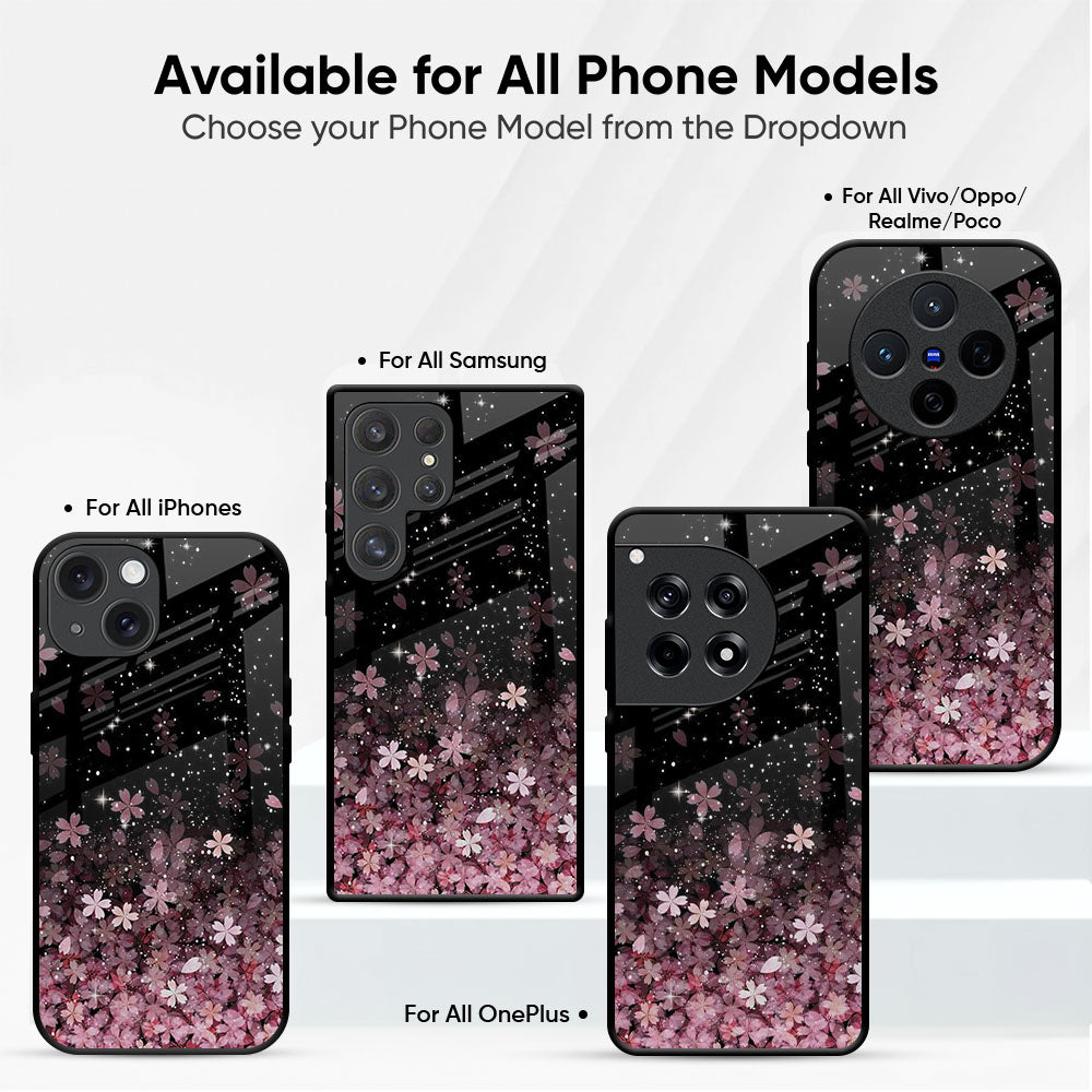 Sparkling Pink Petals Glass Case