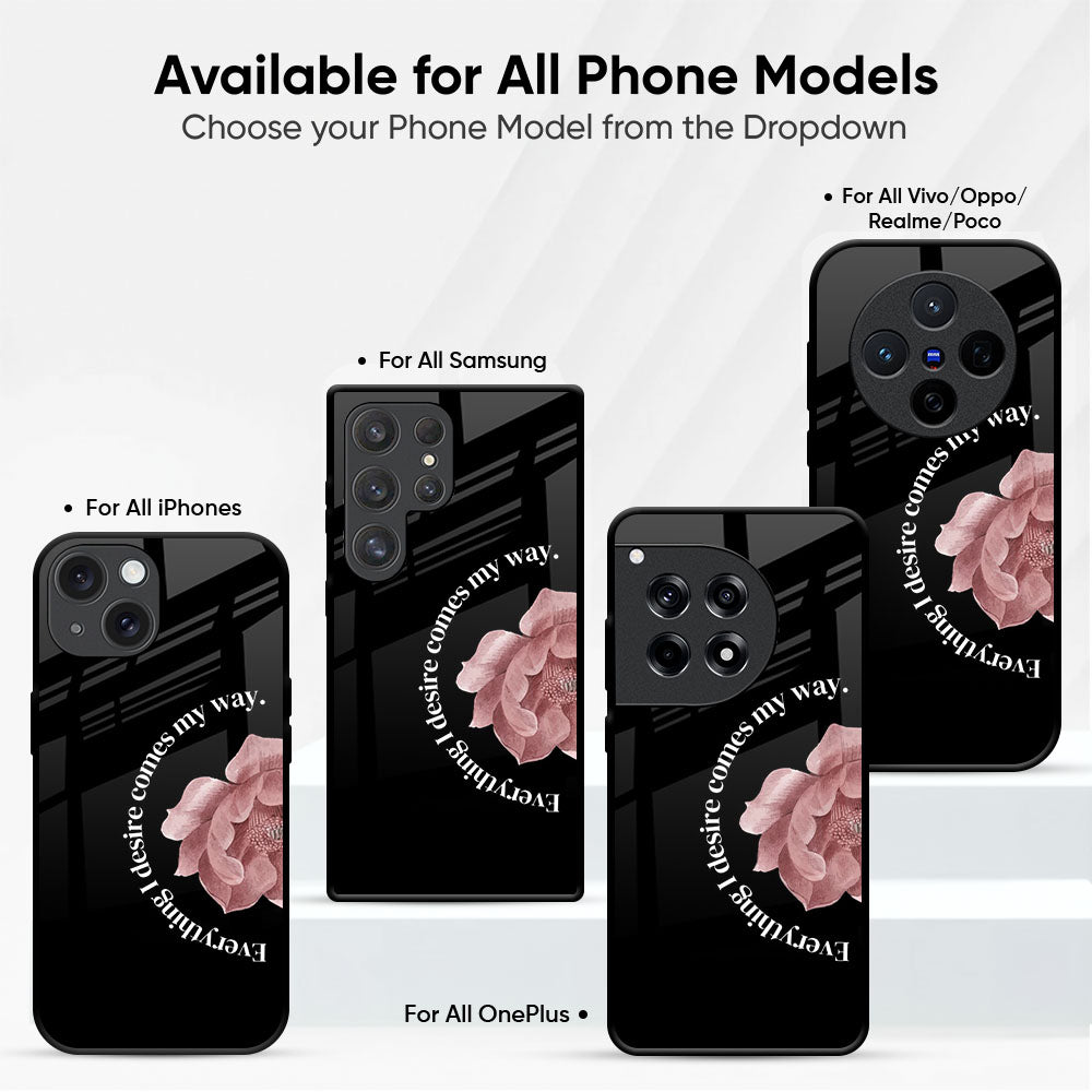 Pink Peony Floral Glass Case