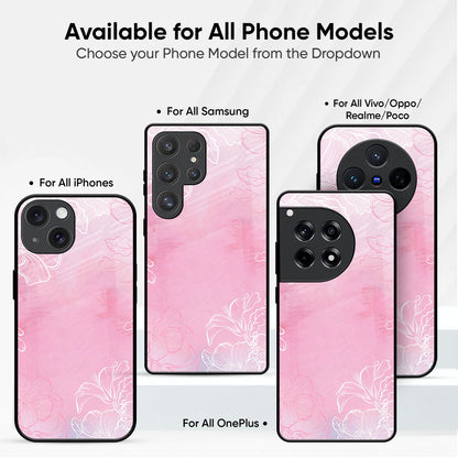 Watercolor Pink Floral Glass Case