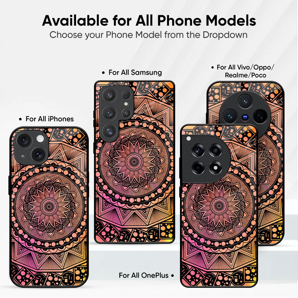 Floral Mandala Glass Case