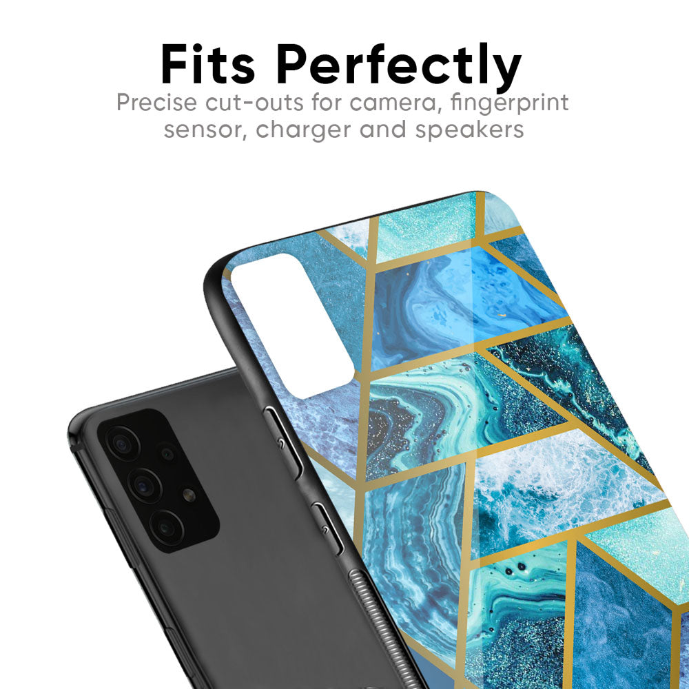 Turquoise Geometrical Marble Glass Case for Google Pixel 10 5G