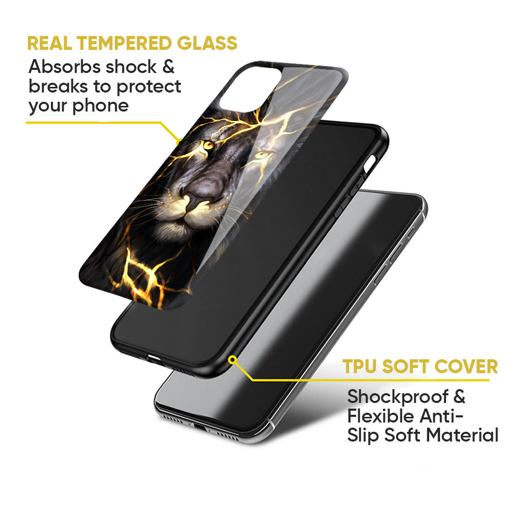 Golden Grey Lion Glass Case for Google Pixel 8A