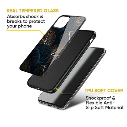 Blue Golden Leaves Glass Case for Google Pixel 8A