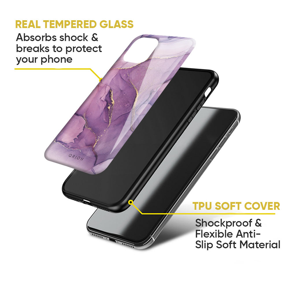 Purple Gold Marble Glass Case for Google Pixel 8A