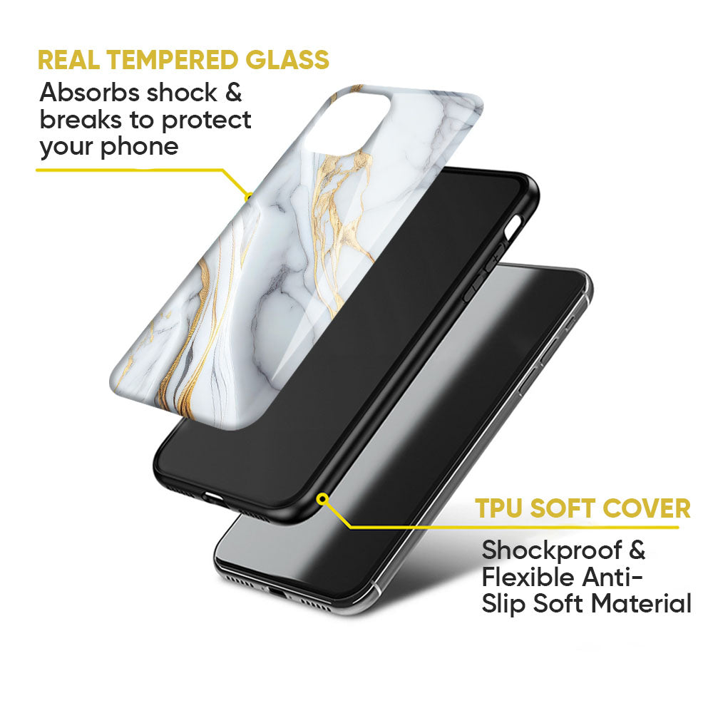 White Grey Marble Glass Case for Google Pixel 9