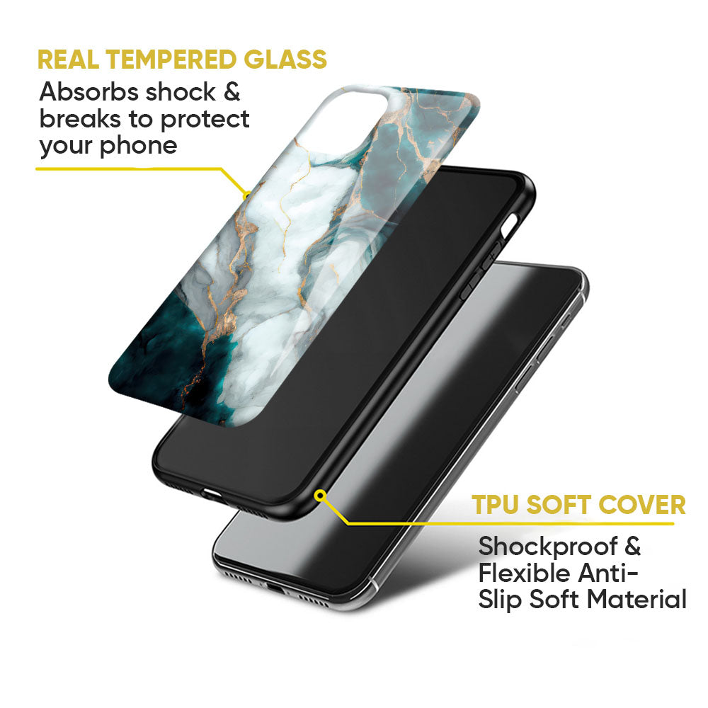 Aqua Green Marble Glass Case for Google Pixel 8A