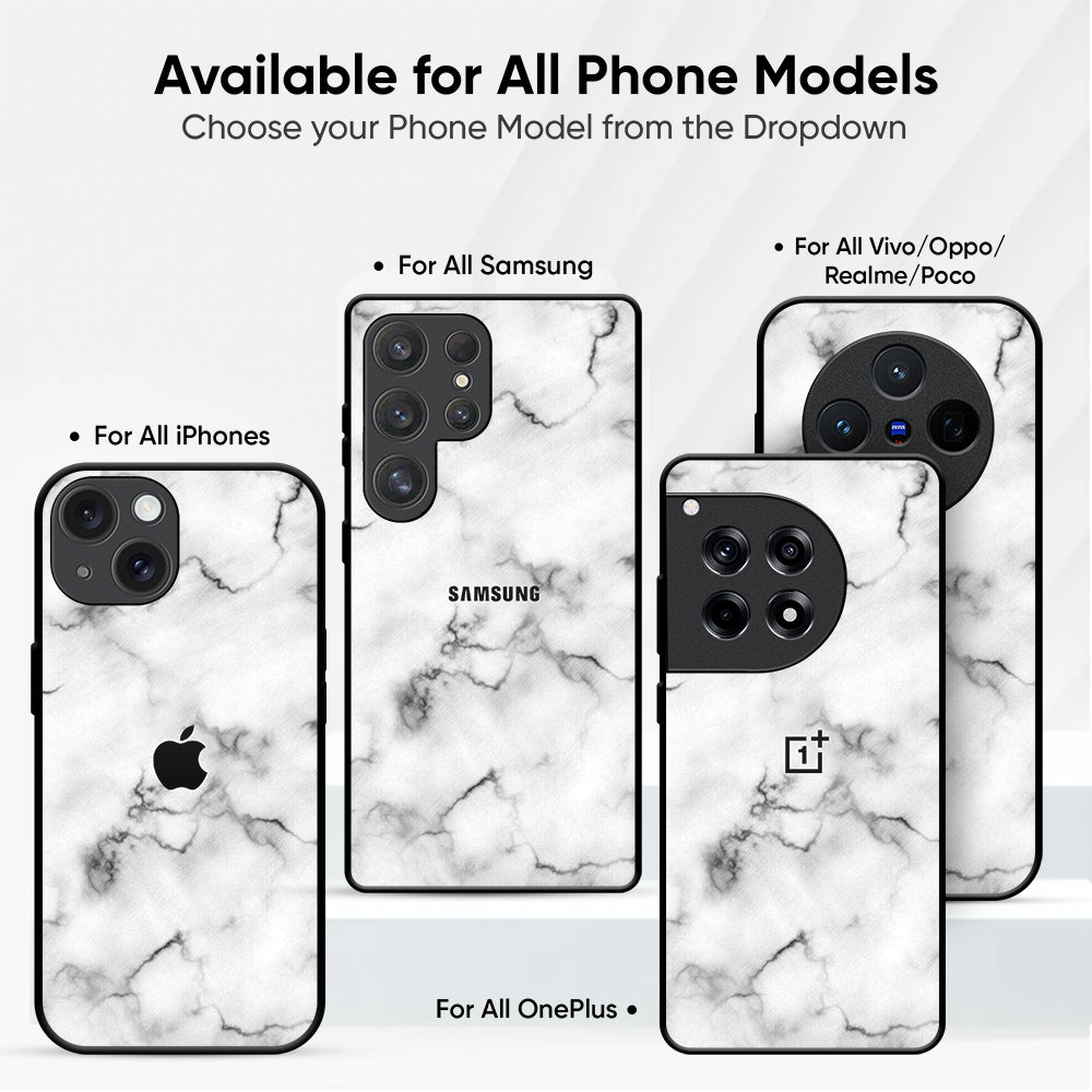 Satin White Marble Glass Case