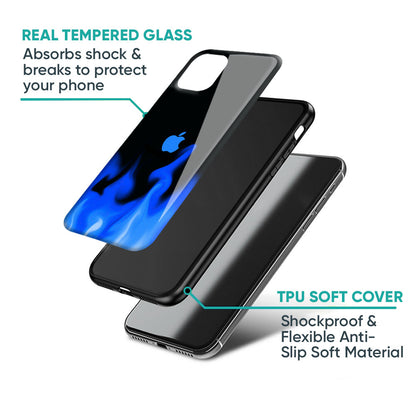 Blue Flames Glass Case for iPhone 16 Pro Max
