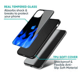 Blue Flames Glass Case for iPhone 16 Plus