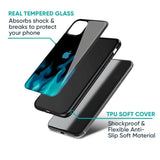 Teal Flames Glass Case for iPhone 16 Plus
