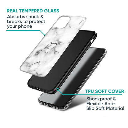 Satin White Marble Glass Case for Redmi Note 14 5G