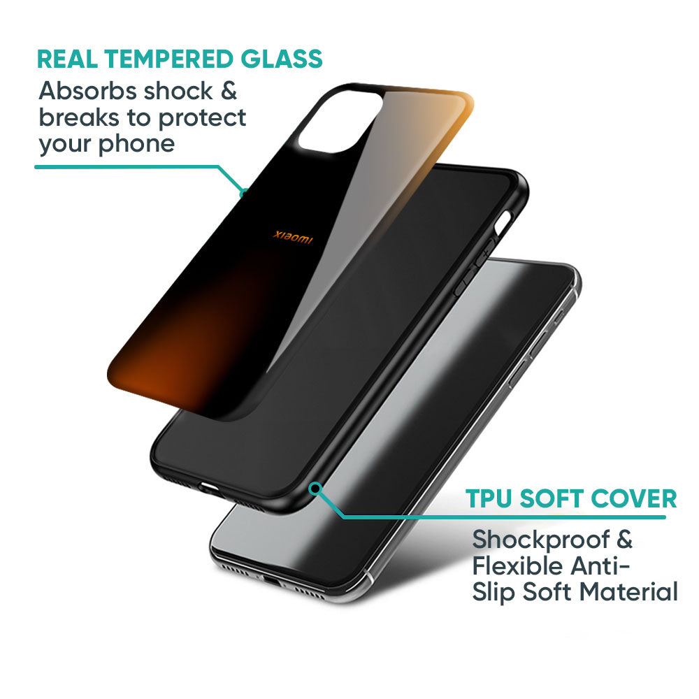 Orange Black Fusion Glass Case for Redmi Note 14 5G