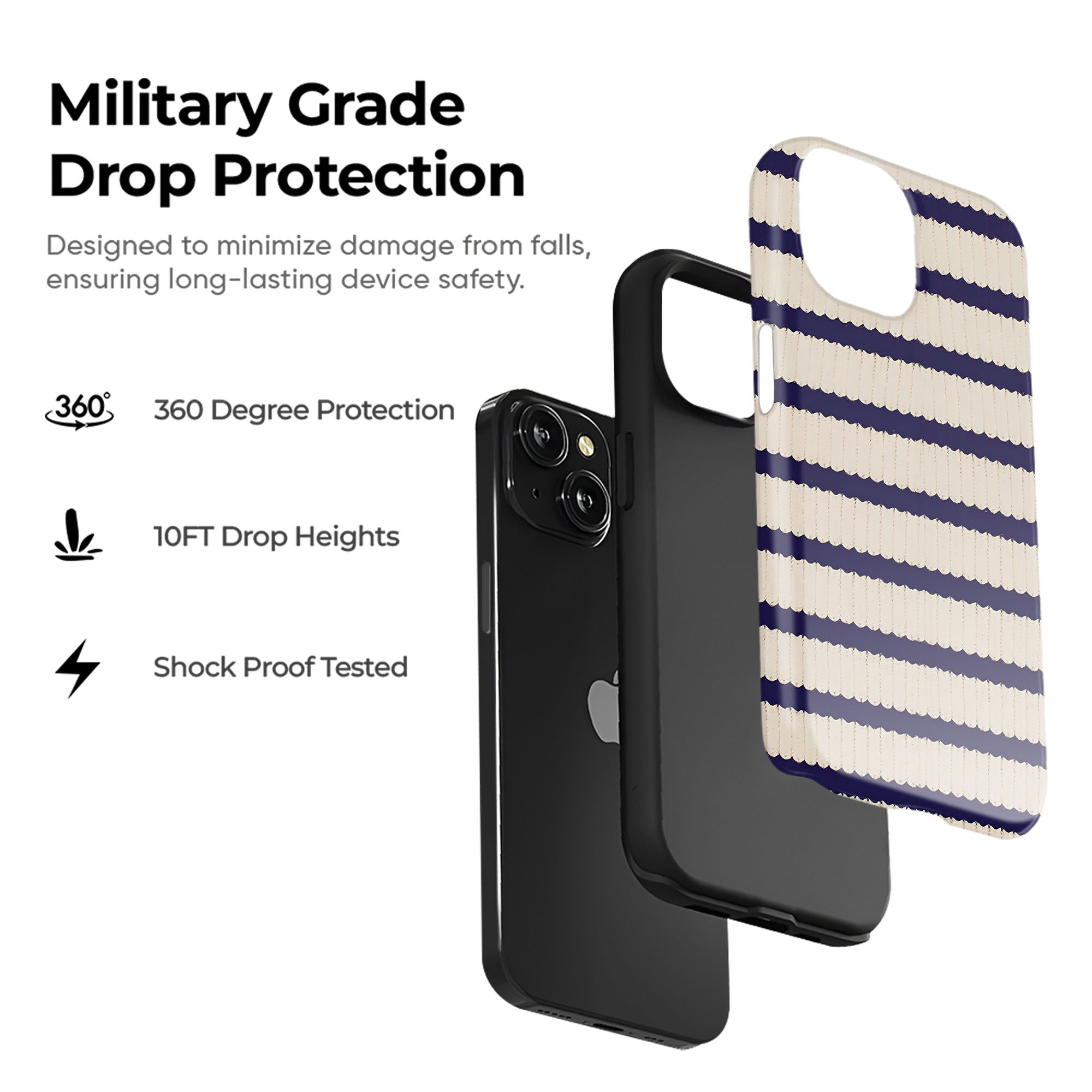 Navy Stripe Calm Tough Case