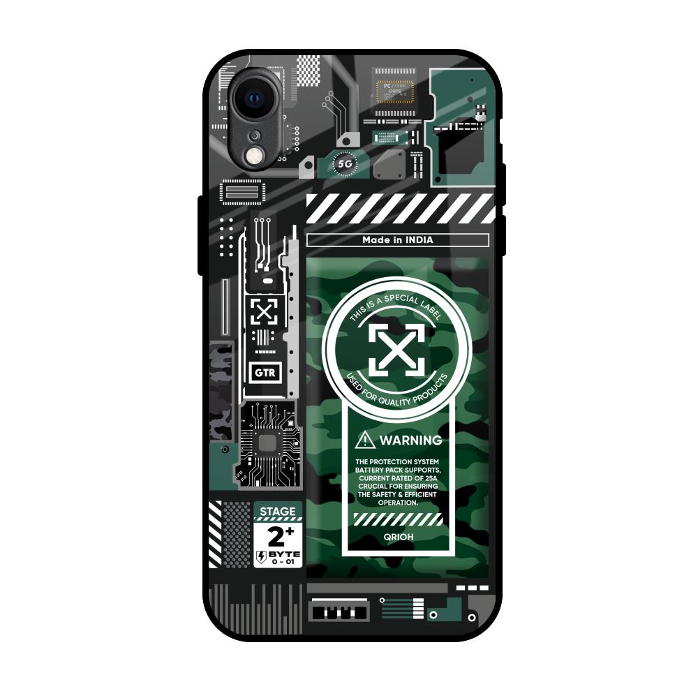 Green Camo Circuit iPhone XR Glass Back Cover Online