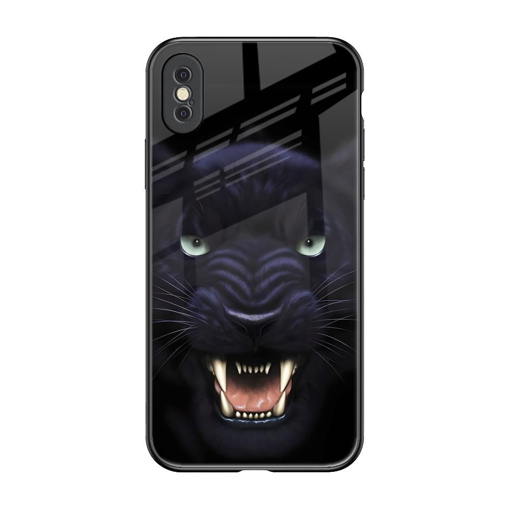 Angry Black Leopard iPhone XS Max Glass Back Cover Online
