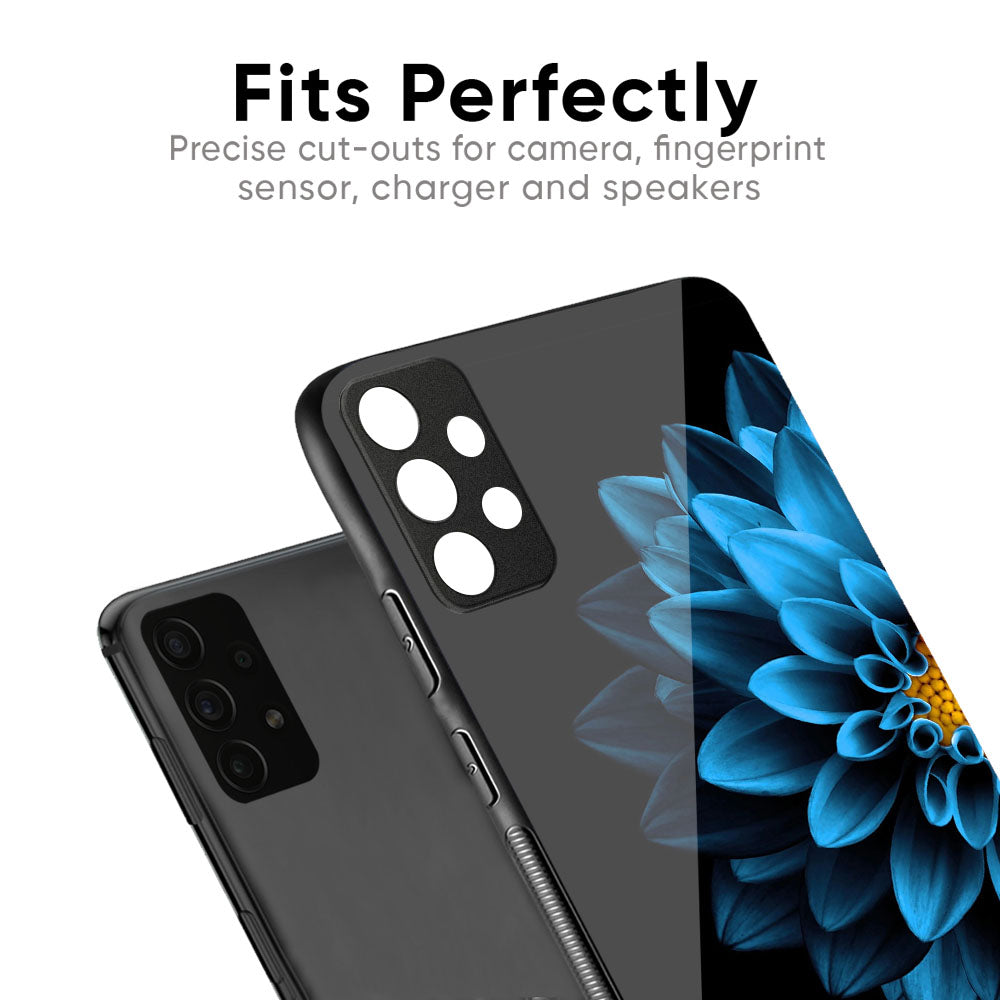 Half Blue Flower Glass Case for Samsung Galaxy M56 5G