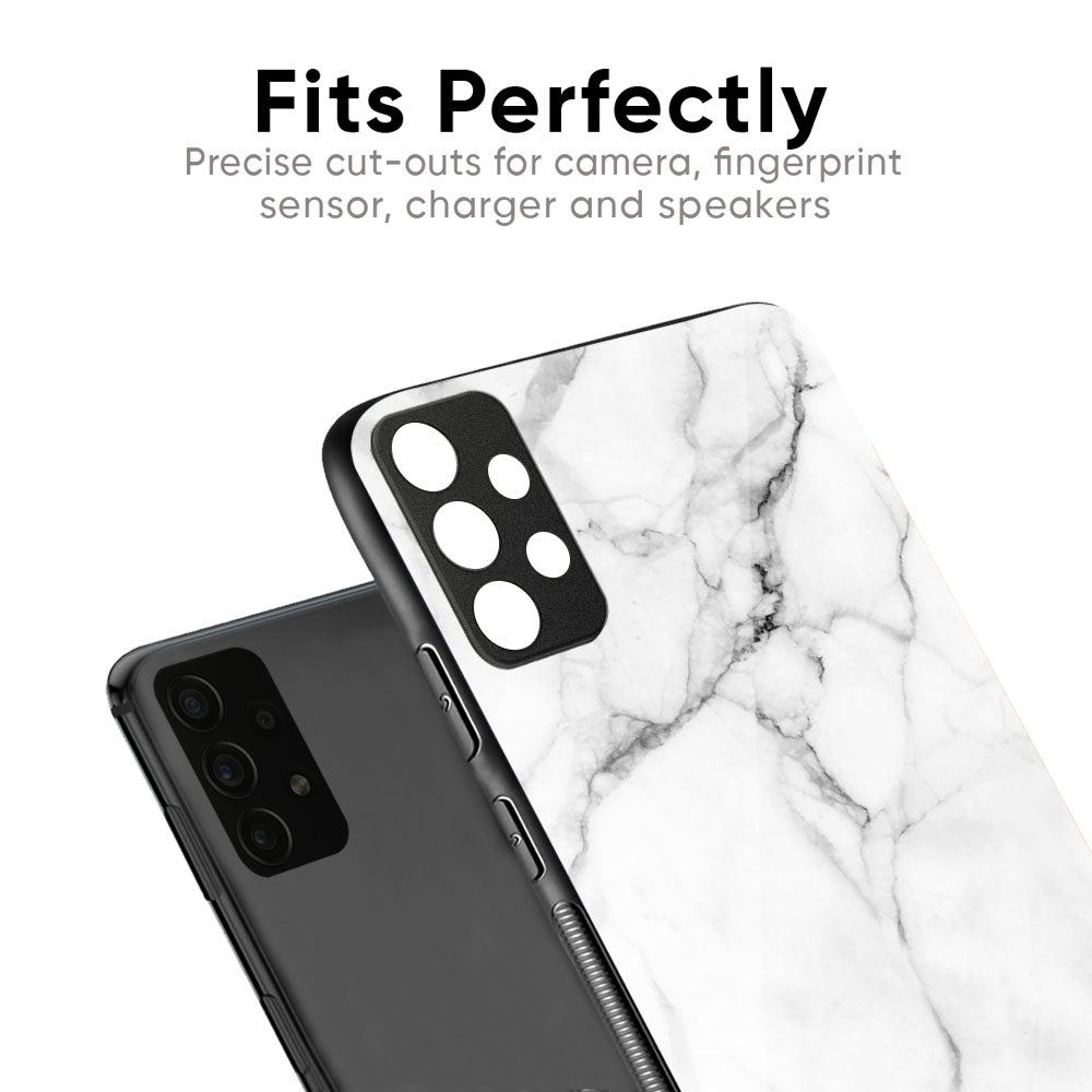 Modern White Marble Glass Case for Samsung Galaxy M56 5G
