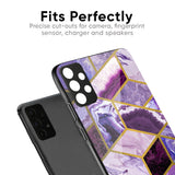 Purple Rhombus Marble Glass Case for Vivo Y31 5G
