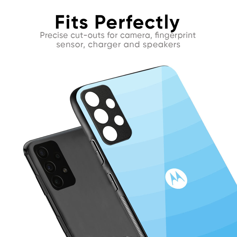 Wavy Blue Pattern Glass Case for Motorola G75 5G