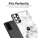 Satin White Marble Glass Case for Motorola Edge G67 Power