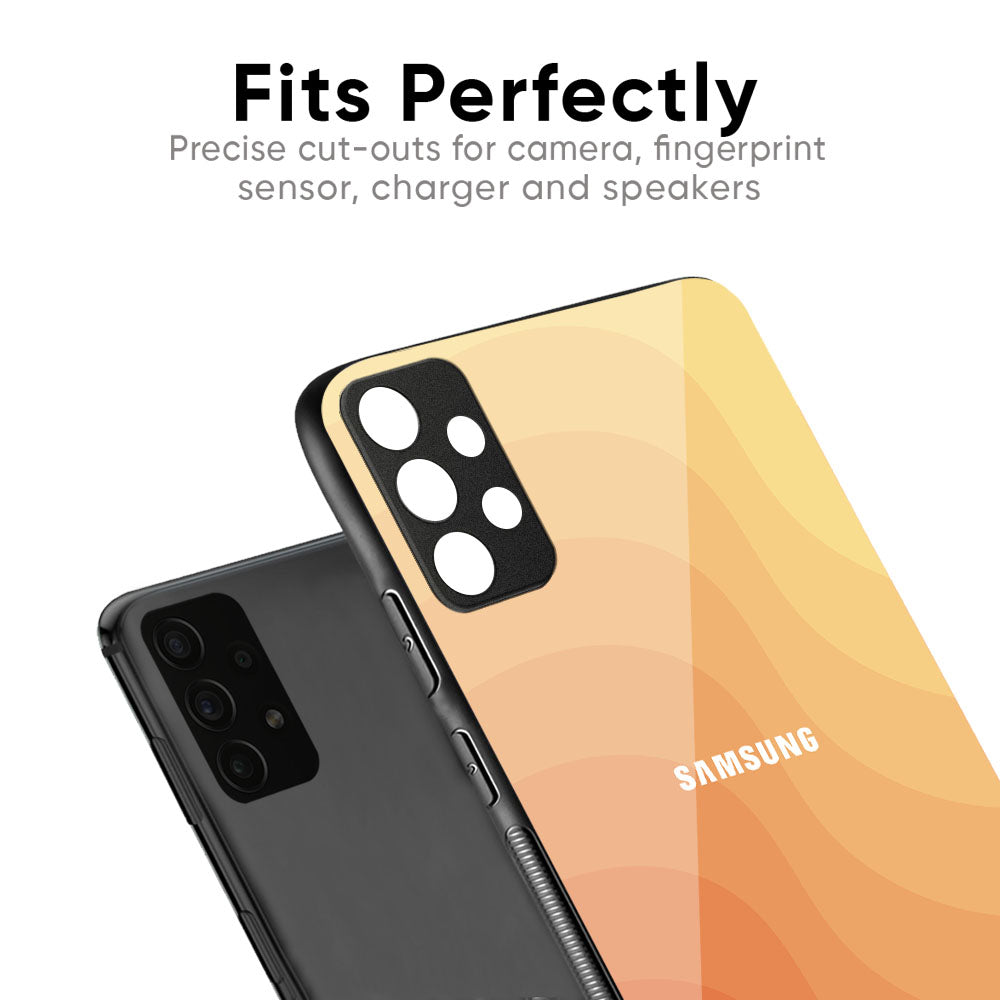 Orange Curve Pattern Glass Case for Samsung Galaxy M56 5G