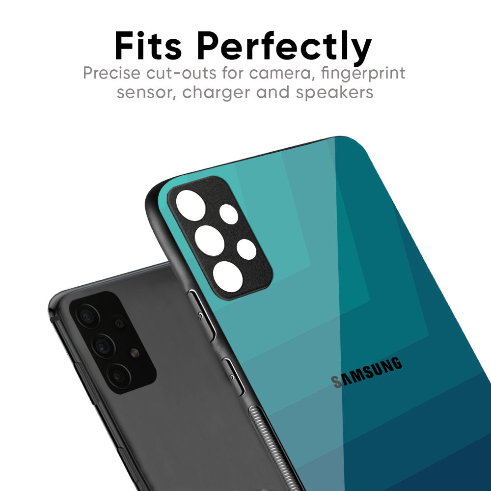 Green Triangle Pattern Glass Case for Samsung Galaxy M56 5G