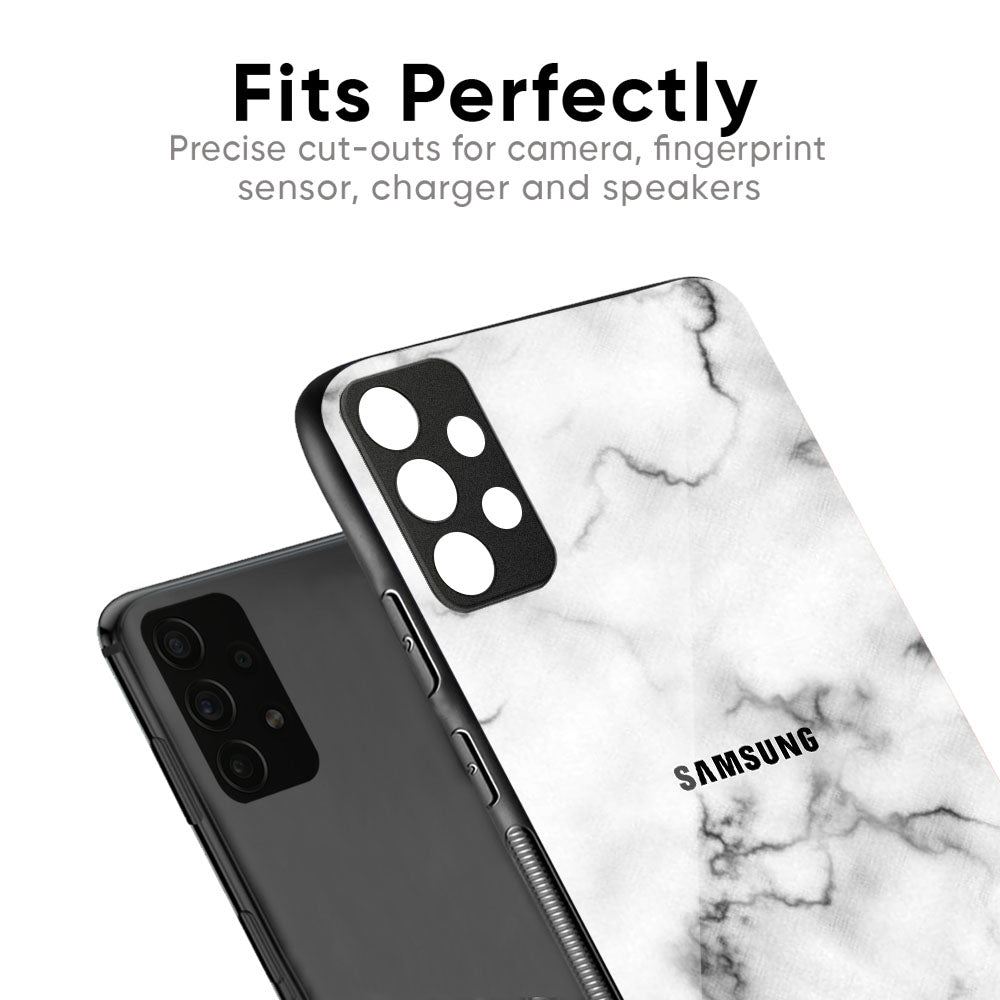 Satin White Marble Glass Case for Samsung Galaxy M56 5G